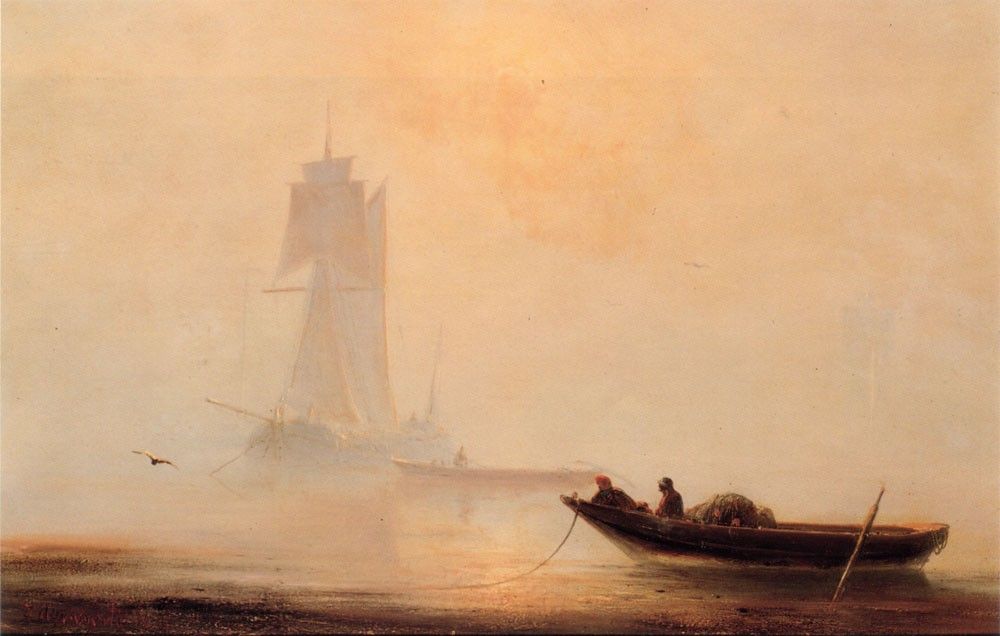 Ivan Constantinovich Aivazovsky Fishing Boats In A Harbor